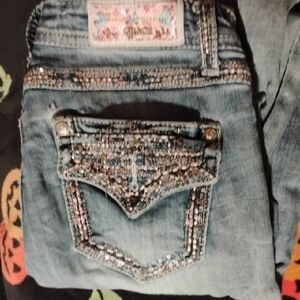 Grace in LA Women's Light Blue Jeans with Sparkling Details